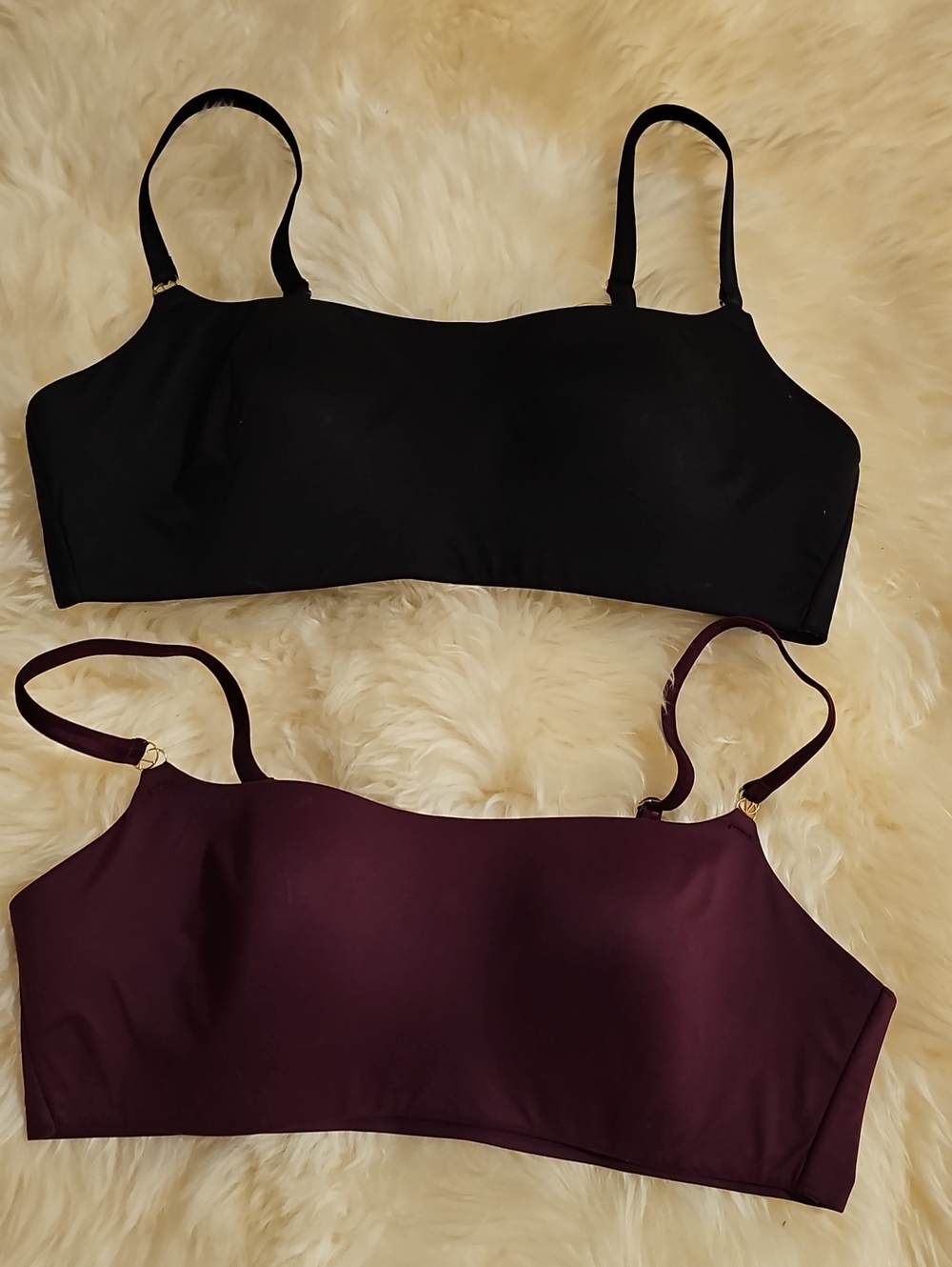 Everyday Seamless Bralette Duo - Black & Plum